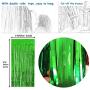 Moohome 2 Pack 3ft x 8ft Green Foil Curtains Metallic Tinsel Fringe Curtains Shimmer Door Window Curtain Backdrop for Birthday Wedding Bridal Shower Baby Shower Photo Booth Party Decorations