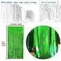 Moohome 2 Pack 3ft x 8ft Green Foil Curtains Metallic Tinsel Fringe Curtains Shimmer Door Window Curtain Backdrop for Birthday Wedding Bridal Shower Baby Shower Photo Booth Party Decorations
