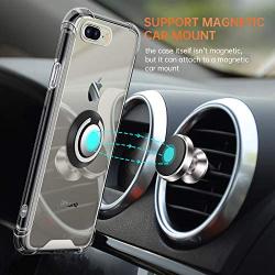 DAUPIN iPhone 8 Plus Case, Clear iPhone 7 Plus Case with 360 Rotatable Ring Kickstand Magnetic Metal Car Mount Soft TPU Bumper PC Back Shochproof Protective Case for iPhone 7/8 Plus (Black)