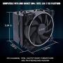 Pccooler GI-H58UB Air Cooler with 5 Continuous Direct Contact Heatpipes-120mm PWM Fan and Blue LED-Aluminum Heat Sink CPU Cooler for Intel LGA775, AMD AM4（Black）