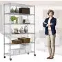 48'' Lx18 Wx82 H Wire Shelving Unit Heavy Duty Height Adjustable NSF Certification Utility Rolling Steel Commercial Grade with Wheels for Kitchen Bathroom Office 48'' Lx18 Wx82 H Wire Shelving Unit Heavy Duty Height Adjustable NSF Certification Utility Rolling Steel Commercial Grade with Wheels for Kitchen Bathroom Office
