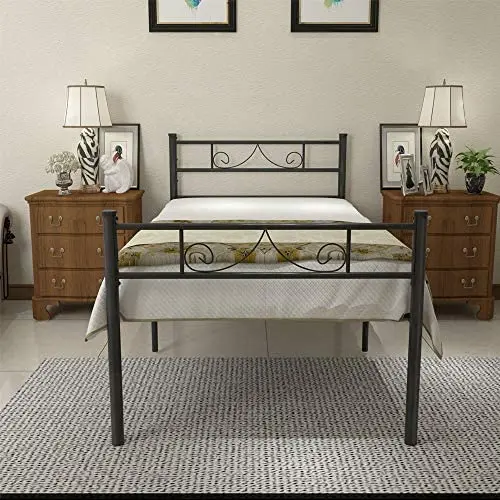 HAAGEEP Twin Bed Frame with Headboard Storage No Box Spring Needed Metal Platform Single Size Bedframe Foundation 14 Inch High HAAGEEP Twin Bed Frame with Headboard Storage No Box Spring Needed Metal Platform Single Size Bedframe Foundation 14 Inch High