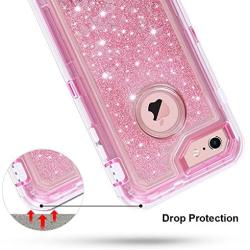 Anuck Case for iPhone 6S Plus Case, for iPhone 6 Plus Case (5.5 inch), 3 in 1 Hybrid Heavy Duty Defender Case Sparkly Floating Liquid Glitter Protective Hard Shell Shockproof TPU Cover - Pink