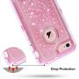 Anuck Case for iPhone 6S Plus Case, for iPhone 6 Plus Case (5.5 inch), 3 in 1 Hybrid Heavy Duty Defender Case Sparkly Floating Liquid Glitter Protective Hard Shell Shockproof TPU Cover - Pink