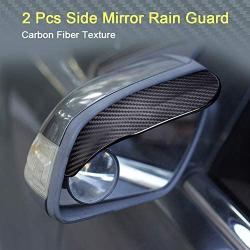 Voroly ​2 Pcs Mirror Rain Visor Smoke Guard, Carbon Fiber Texture Rear View Side Mirror Rain Eyebrow View Mirror Visor Guard for Most Car, Truck and SUV ​