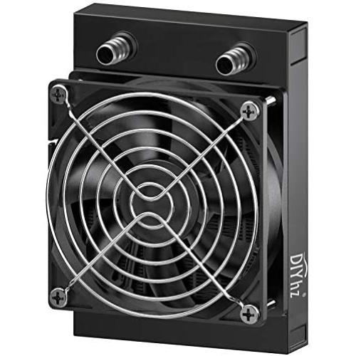 DIYhz Water Cooling Computer Radiator, 8 Pipe Aluminum Heat Exchanger Liquid Cooling Radiator Heat Sink 80mm with Fan for CPU PC Laser Water Cool System DC12V Black