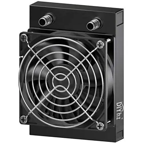 DIYhz Water Cooling Computer Radiator, 8 Pipe Aluminum Heat Exchanger Liquid Cooling Radiator Heat Sink 80mm with Fan for CPU PC Laser Water Cool System DC12V Black
