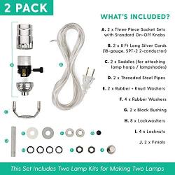 Lamp Wiring Kit - Lamp Making Kits Allow you to Make, Repair and Repurpose Lamps - Rewire a Vintage Lamp or Create a Custom Light with a Light Kit - Nickel Silver Socket - 8 Foot Long Silver Cord