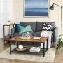VASAGLE INDESTIC Side Table, End Table, Telephone Table with Mesh Shelf, High and Narrow, Hallway, Living Room, Metal, Easy Assembly, Space Saving, Industrial, Rustic Brown and Black ULET76BX