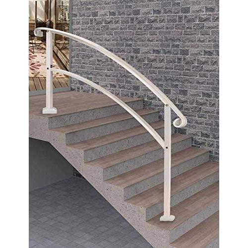 Metty Metal Outdoor Stair Railing, Handrails for Outdoor Steps 5 Step Handrail Fits 1 to 5 Steps Transitional Handrail with Stair Railing Kit(White) Metty Metal Outdoor Stair Railing, Handrails for Outdoor Steps 5 Step Handrail Fits 1 to 5 Steps Transitional Handrail with Stair Railing Kit(White)