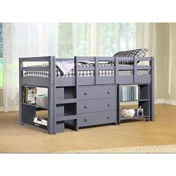 Naomi Home Low Study Loft Bed Gray/Twin