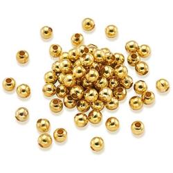 Craftdady 500Pcs 4mm Golden Mini Round Ball Bead Spacers Metal Tiny Smooth Rondelle Charm Loose Beads for DIY Jewelry Craft Making Hole: 1.5mm