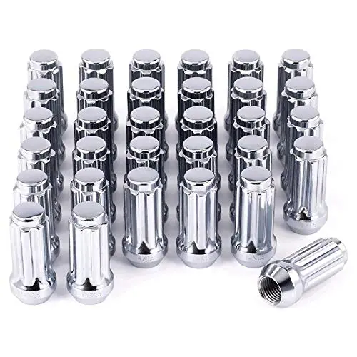 M14x1.5 Wheel Lug Nuts 32 Pack, Chrome Lug Nuts 2 inches Tall Spline Drive Cone Seat with Socket Compatible with Ford F250 F350 Super Duty, Chevy Silverado 1500 2500HD and GMC Sierra M14x1.5 Wheel Lug Nuts 32 Pack, Chrome Lug Nuts 2 inches Tall Spline Drive Cone Seat with Socket Compatible with Ford F250 F350 Super Duty, Chevy Silverado 1500 2500HD and GMC Sierra