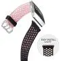 SKYLET Bands Compatible with Fitbit Ionic, Soft Silicone Breathable Replacement Wristband Compatible with Fitbit Ionic Smart Watch with Buckle (Black-Pink, Small)