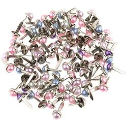 Jili Online 200 Pieces Metal Pearl Head Brads Paper Fastener for Scrapbooking Cardmaking Decoration DIY 6mm