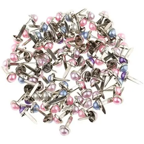 Jili Online 200 Pieces Metal Pearl Head Brads Paper Fastener for Scrapbooking Cardmaking Decoration DIY 6mm Jili Online 200 Pieces Metal Pearl Head Brads Paper Fastener for Scrapbooking Cardmaking Decoration DIY 6mm