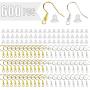 600PCS 925 Hypo-allergenic Earring Hooks with 150 PCS Silver,150 PCS Gold Earring Hooks and 300 PCS Soft Clear Bullet Earring Backs for DIY Making