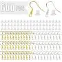 600PCS 925 Hypo-allergenic Earring Hooks with 150 PCS Silver,150 PCS Gold Earring Hooks and 300 PCS Soft Clear Bullet Earring Backs for DIY Making