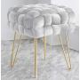 Ornavo Home Mirage Modern Contemporary Square Woven Upholstered Velvet Ottoman with Gold Metal Legs - Silver
