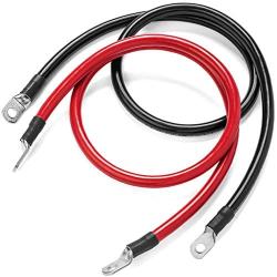 Spartan Power 4 AWG 3 Foot Battery Cable Set Four Gauge Wire Made in America 3 FT with 3/8'' Ring Terminals