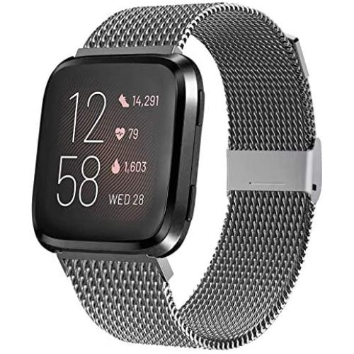 JuQBanke Bands Compatible for Fitbit Versa/Versa Lite Edition/Versa 2 Smart Watch for Women and Men,Metal Stainless Steel Replacement Wristbands for Fitbit Versa Smart Watch
