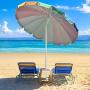 Yescom 8 ft Metal Rainbow Beach Patio Umbrella 16 Rib Tilt Market Table Umbrella Outdoor Sunshade Cover Sand Anchor