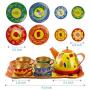 Liberty Imports Colorful Fruit Tin Tea Party Set for Kids - Metal Teapot and Cups Kitchen Playset