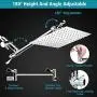 8 High Pressure Rainfall Shower Head / Handheld Shower Combo with 11 Extension Arm, Height/Angle Adjustable, Stainless Steel Bath Shower Head with Holder, 1.5M Hose, Chrome, 4 Hooks 8 High Pressure Rainfall Shower Head / Handheld Shower Combo with 11 Extension Arm, Height/Angle Adjustable, Stainless Steel Bath Shower Head with Holder, 1.5M Hose, Chrome, 4 Hooks
