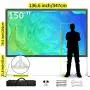 Projector Screen with Stand 150 inch, Upgraded Front or Rear Projection 150in 4K 16:9 HD, Portable Projector Screen for Outdoor/Indoor Home Theater Backyard Movie Gaming Office School Presentation