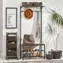 mDesign Coat Rack and Bench Organizer System Storage Unit, 4 Hooks Holds Jackets, Scarves, Purses, Hats, Leashes, Shoes, Boots for Bedroom, Hallway, Entryway 2-Tier Storage Bench- Black/Gray Wood Wash mDesign Coat Rack and Bench Organizer System Storage Unit, 4 Hooks Holds Jackets, Scarves, Purses, Hats, Leashes, Shoes, Boots for Bedroom, Hallway, Entryway 2-Tier Storage Bench- Black/Gray Wood Wash