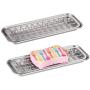 mDesign Metal 2-Piece Sink Tray Caddy for Kitchen Countertops - Removable Grid Insert for Sponges, Scrubbers, Bar Soap, Cleaning Tools - Drainage Grid with Tray - 2 Pack - Brushed Stainless Steel
