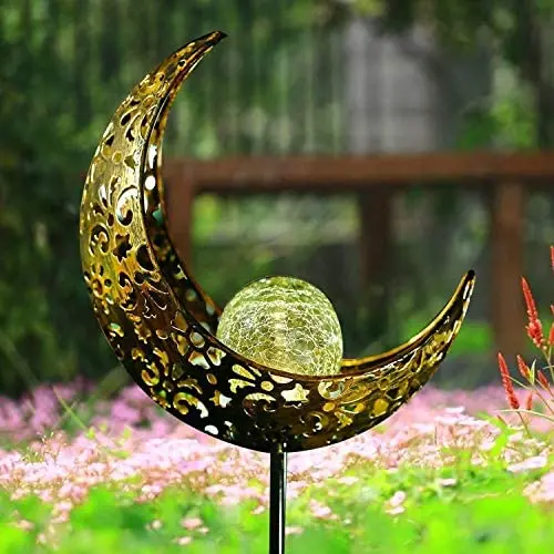 Garden Solar Light Outdoor Decorations-Moon Decor, Crackle Glass Ball Metal Garden Stake Light,Waterproof LED Lights for for Pathway, Lawn, Patio, Yard Garden Solar Light Outdoor Decorations-Moon Decor, Crackle Glass Ball Metal Garden Stake Light,Waterproof LED Lights for for Pathway, Lawn, Patio, Yard