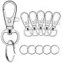 100 Pcs Premium Swivel Snap Hooks with Key Rings,Metal Lanyard Keychain Hooks Lobster Clasps for Key Jewelry DIY Crafts(50 Pcs Lanyard Snap Hooks+50 Pcs Key Rings)