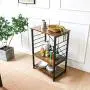 YMYNY Industrial Microwave Oven Stand, 3-Tier Kitchen Bakers Rack with Metal Frame and 6 Hooks, Multifunctional Coffee Bar for Living Room Decoration, Rustic Brown UTMJ022H YMYNY Industrial Microwave Oven Stand, 3-Tier Kitchen Bakers Rack with Metal Frame and 6 Hooks, Multifunctional Coffee Bar for Living Room Decoration, Rustic Brown UTMJ022H