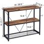 FELLYTN Console Tables for Entryway, Industrial Sofa Table with Metal Mesh Shelf 3 Tier Hallway Table, 40 Inch Rustic Brown