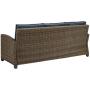 Crosley Furniture KO70051WB-NV Bradenton Outdoor Wicker 5-Piece Set (Sofa, 2 Arm Chairs, Side & Coffee Table), Brown with Navy Cushions