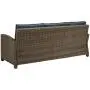 Crosley Furniture KO70051WB-NV Bradenton Outdoor Wicker 5-Piece Set (Sofa, 2 Arm Chairs, Side & Coffee Table), Brown with Navy Cushions Crosley Furniture KO70051WB-NV Bradenton Outdoor Wicker 5-Piece Set (Sofa, 2 Arm Chairs, Side & Coffee Table), Brown with Navy Cushions