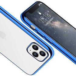 DTTO Compatible with iPhone 11 Pro Max Case, Slim Fit Clear Soft TPU Cover with Metal Luster Edge for 2019 iPhone 6.5 Inch，Blue