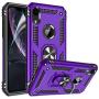 iPhone XR Case with HD Screen Protector, Gritup 360 Degree Rotating Metal Ring Holder Kickstand Armor Anti-Scratch Bracket Cover Case for Apple iPhone XR 6.1 inch Purple