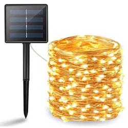 BHCLIGHT Solar String Lights Outdoor, Upgraded 200 LED Waterproof Solar Lights with Bigger Solar Panel, Solar Fairy Lights Outdoor Decoration for Garden, Yard, Patio, Lawn -Warm White (Copper Wire)