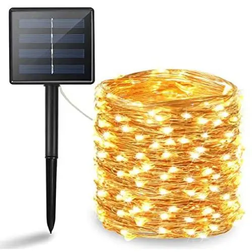 BHCLIGHT Solar String Lights Outdoor, Upgraded 200 LED Waterproof Solar Lights with Bigger Solar Panel, Solar Fairy Lights Outdoor Decoration for Garden, Yard, Patio, Lawn -Warm White (Copper Wire)