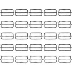 Craft County 25 Piece 1.25 Inch Metal Tri-Glide Slides Buckle Webbing Slider for Fasteners Strap Backpack, Silver