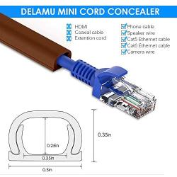 Cord Hider, 142in Mini Wire Cable Cover, PVC Cable Concealer Channel, Paintable Cord Cover to Hide Speaker Wire, Ethernet Cable, 9X L15.7in W0.48in H0.32in, CC05 Brown