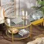 Bonnlo 31.5'' Round Coffee Table with Open Storage Shelf,2-Tier Temperred Glass Round Accent Coffee Table with Metal Frame Bonnlo 31.5'' Round Coffee Table with Open Storage Shelf,2-Tier Temperred Glass Round Accent Coffee Table with Metal Frame
