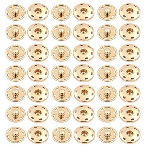 YAIKOAI 50 Sets Sew-on Snap Buttons Metal Snaps Fastener Button Sewing Press Buttons for Clothing, Coats, Jackets, Sweaters, Cardigan, Shawls, Pants, Crafts, Gold
