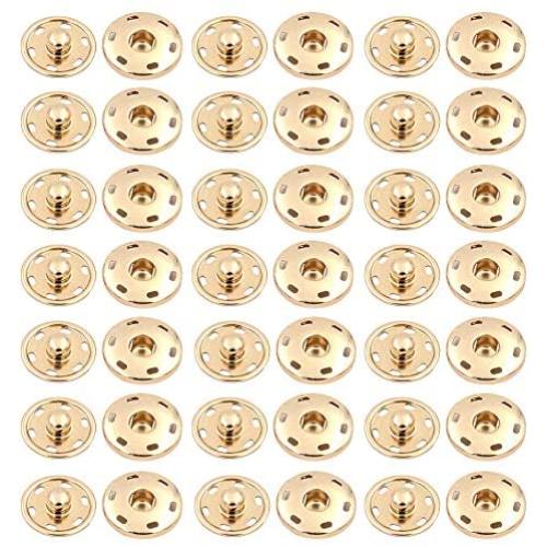 YAIKOAI 50 Sets Sew-on Snap Buttons Metal Snaps Fastener Button Sewing Press Buttons for Clothing, Coats, Jackets, Sweaters, Cardigan, Shawls, Pants, Crafts, Gold