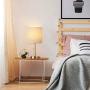HAITRAL Bedside Table Lamp - Nightstand Lamp, Modern Desk Lamp for Bedroom, Office, College Dorm with Metal Base Fabric Lamp Shade - Gold
