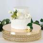 Efavormart Gold Grand Wedding Beaded Crystal Metal Cake Centerpiece Stand Wedding Party Rise Cake Display Stand - 15.5'' Diameter