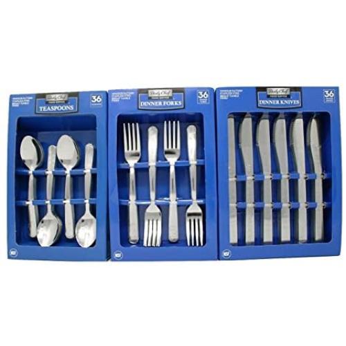 Daily Chef Dinner Forks,Spoons, and Knives Flatware - 108 Pieces Windsor Pattern