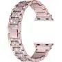 Compatible with Apple Watch Band 38mm 40mm 42mm 44mm SE Series 6 5 4 3 2 1,Replacement Bling Watch Band,Dressy Jewelry Metal Wristband Strap Diamond Rhinestone (Pink, 38/40)